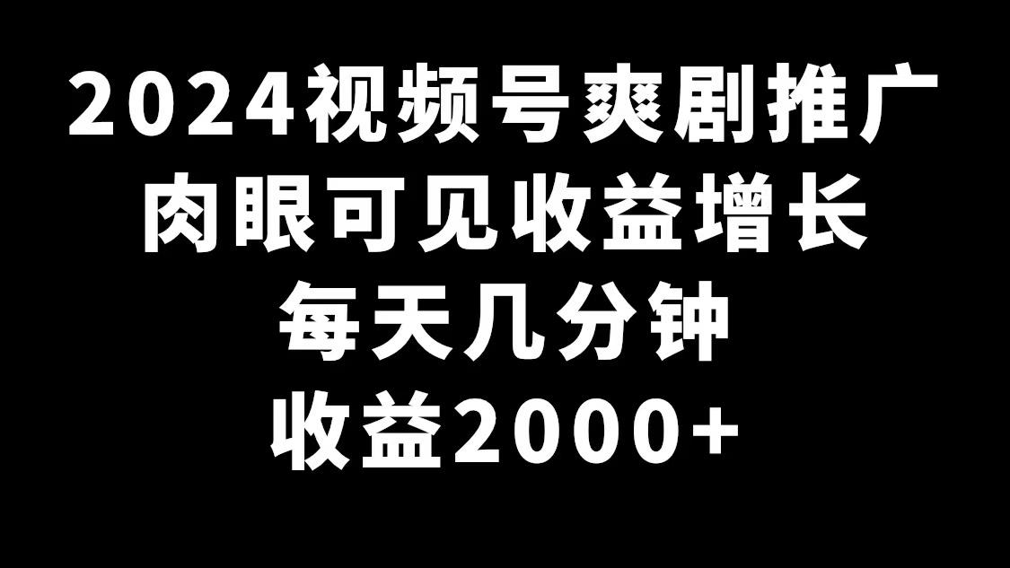 2024视频号爽剧推广，肉眼可见的收益增长，每天几分钟收益2000+-网创星球