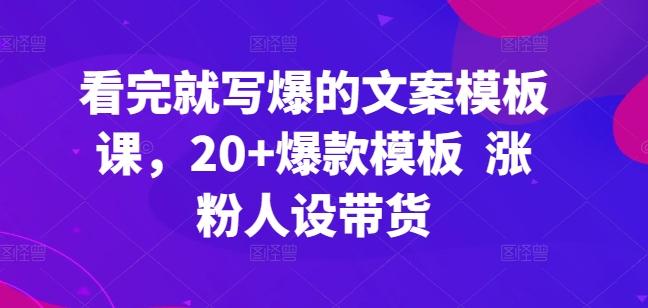 看完就写爆的文案模板课，20+爆款模板  涨粉人设带货-网创星球