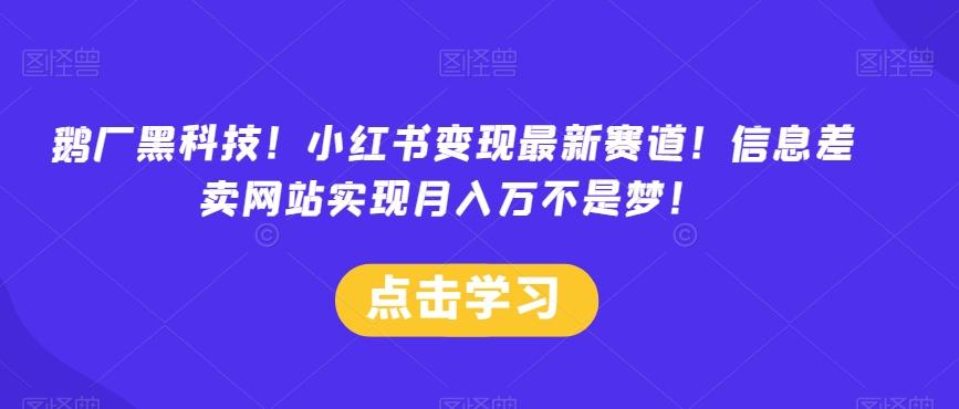 鹅厂黑科技！小红书变现最新赛道！信息差卖网站实现月入万不是梦！-网创星球