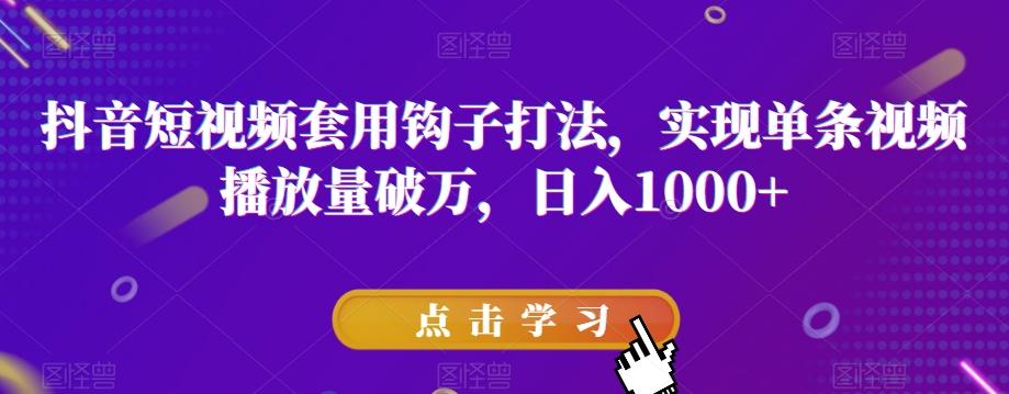抖音短视频套用钩子打法，实现单条视频播放量破万，日入1000+【揭秘】-网创星球