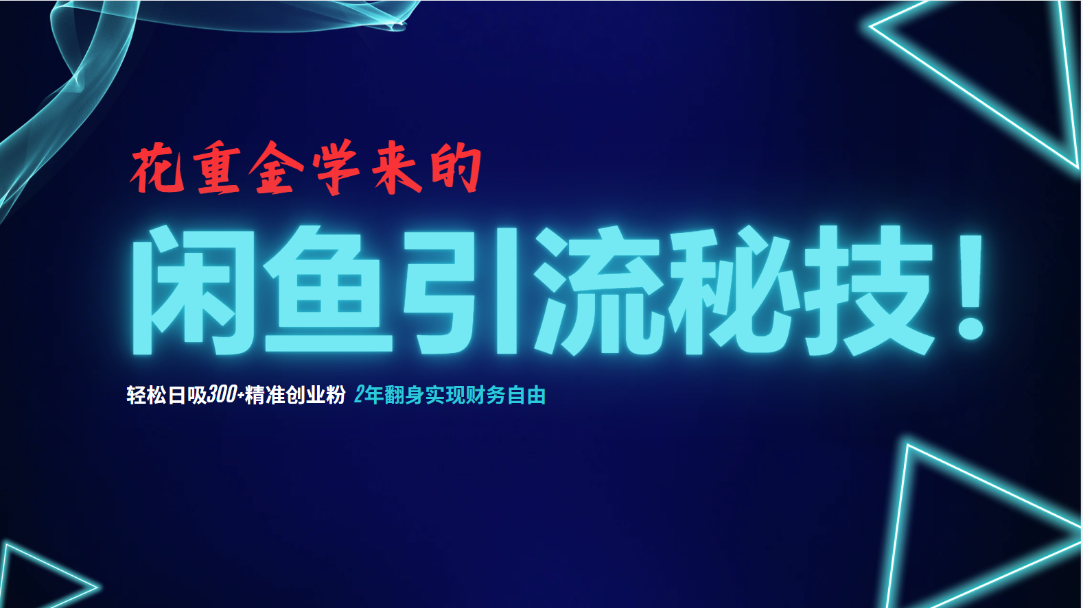 花重金学来的闲鱼引流秘技！轻松日吸300+精准创业粉，每天躺赚5000+，2…-网创星球