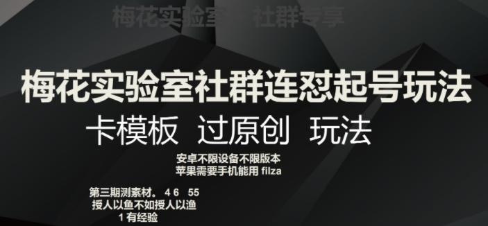 梅花实验室社群连怼起号玩法，卡模板过原创玩法【揭秘】-网创星球
