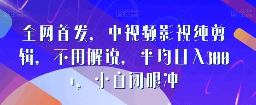 全网首发，中视频影视纯剪辑，不用解说，平均日入300+，小白闭眼冲-网创星球
