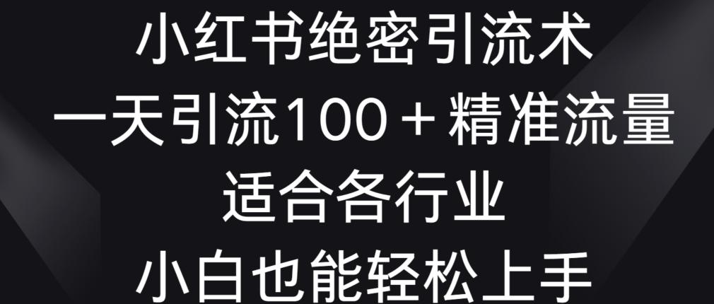 小红书绝密引流术，一天引流100+精准流量，适合各个行业，小白也能轻松上手【揭秘】-网创星球