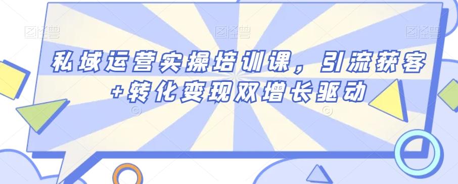 私域运营实操培训课，引流获客+转化变现双增长驱动-网创星球
