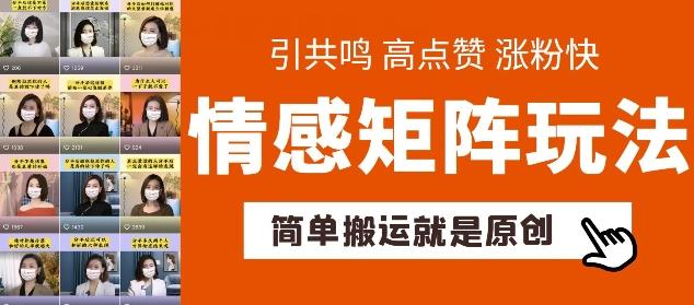 简单搬运，情感矩阵玩法，涨粉速度快，可带货，可起号【揭秘】-网创星球