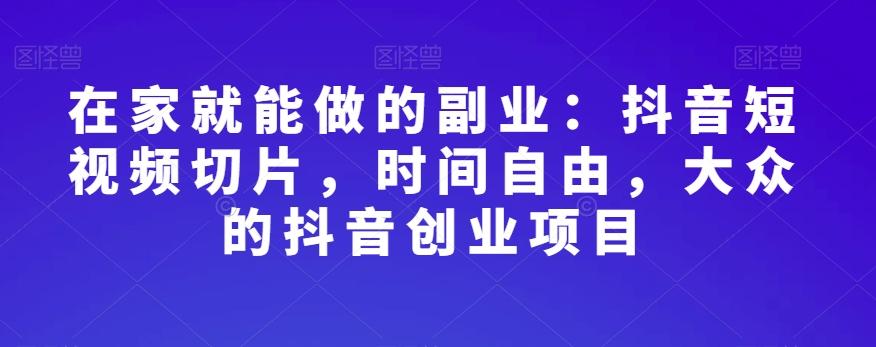 在家就能做的副业：抖音短视频切片，时间自由，大众的抖音创业项目-网创星球