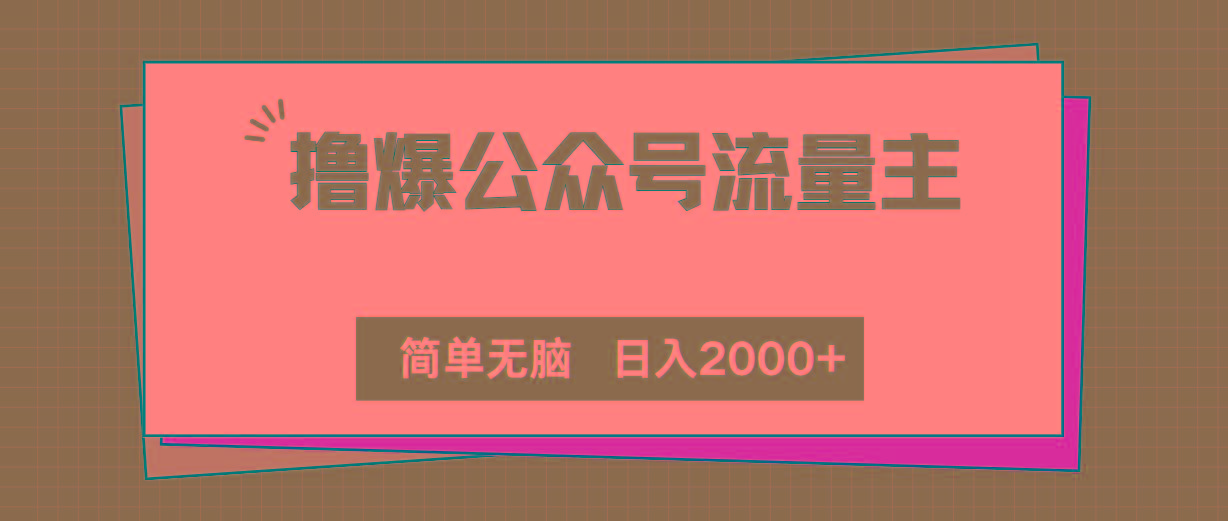 撸爆公众号流量主，简单无脑，单日变现2000+-网创星球