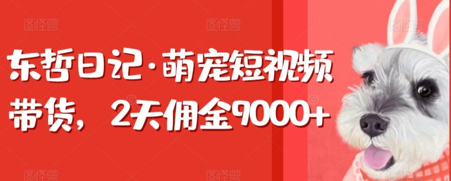 东哲日记·萌宠短视频带货，2天佣金9000+-网创星球