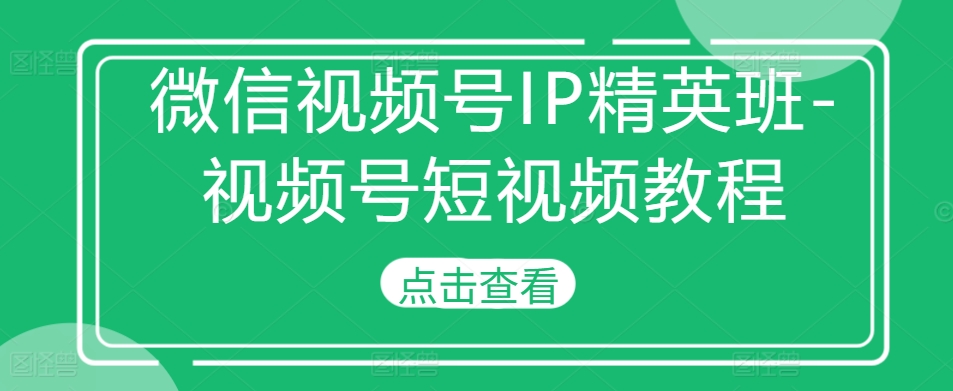 微信视频号IP精英班-视频号短视频教程-网创星球