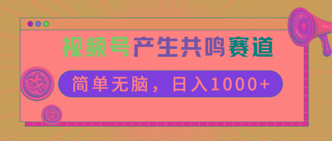 2024年视频号，产生共鸣赛道，简单无脑，一分钟一条视频，日入1000+-网创星球
