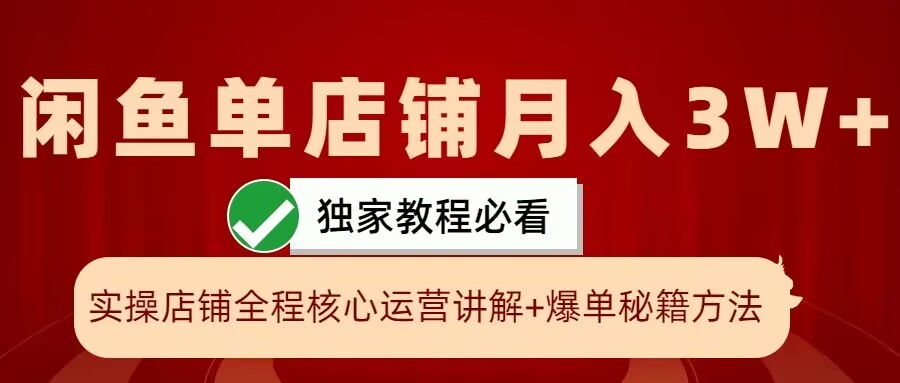 闲鱼单店铺月入3W+实操展示，爆单核心秘籍，一学就会【揭秘】-网创星球