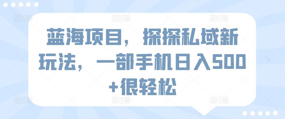 蓝海项目，探探私域新玩法，一部手机日入500+很轻松【揭秘】-网创星球