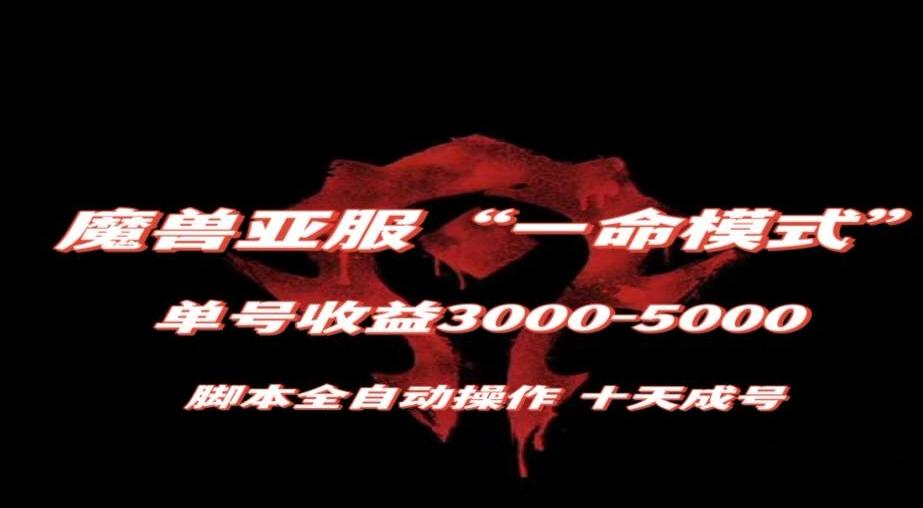 魔兽亚服一命模式，10天成号-单号3千-5千，脚本全自动操作，保姆级教学【揭秘】-网创星球