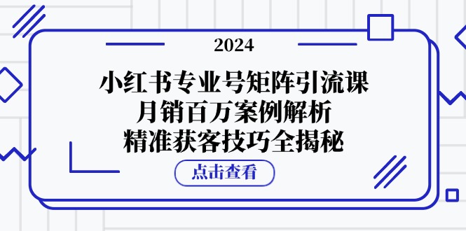 小红书专业号矩阵引流课，月销百万案例解析，精准获客技巧全揭秘-网创星球