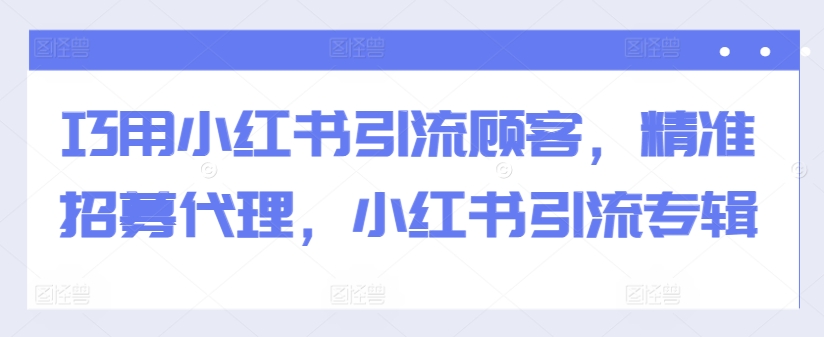 巧用小红书引流顾客，精准招募代理，小红书引流专辑-网创星球