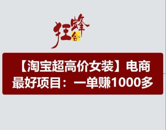 淘宝超高价女装项目，电商最好赛道，一单赚1000多-网创星球