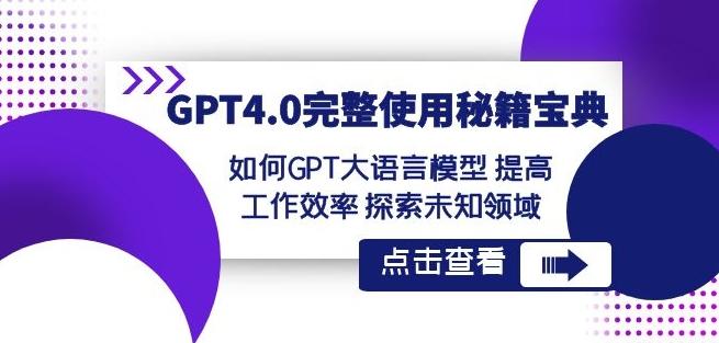 GPT4.0完整使用-秘籍宝典：如何GPT大语言模型提高工作效率探索未知领域-网创星球