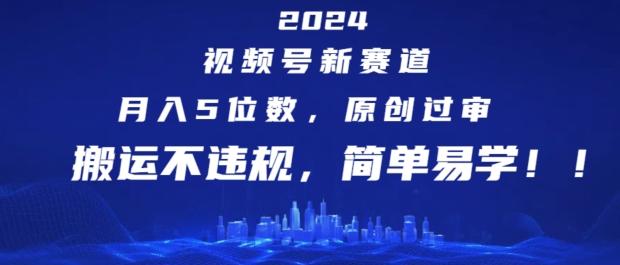 2024视频号新赛道，月入5位数+，原创过审，搬运不违规，简单易学【揭秘】-网创星球