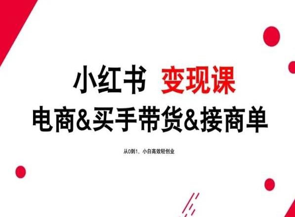 2024年最新小红书变现课，电商&买手带货&接商单，从0到1，小白高效轻创业-网创星球