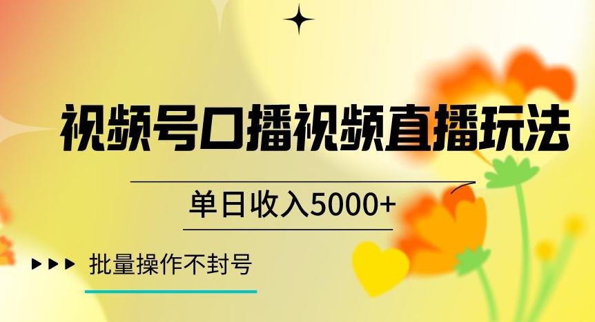 视频号囗播视频直播玩法，单日收入5000+，批量操作不封号【揭秘】-网创星球