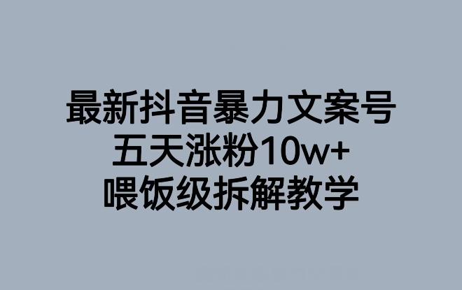 最新抖音暴力文案号，五天涨粉10w+，喂饭级拆解教学-网创星球