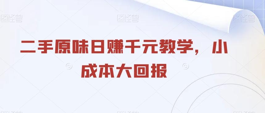 二手原味日赚千元教学，小成本大回报-网创星球