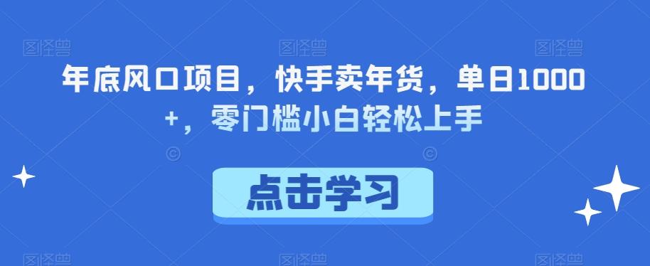 年底风口项目，快手卖年货，单日1000+，零门槛小白轻松上手-网创星球
