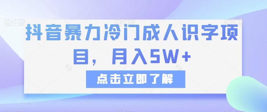 抖音暴力冷门成人识字项目，月入5W+【揭秘】-网创星球