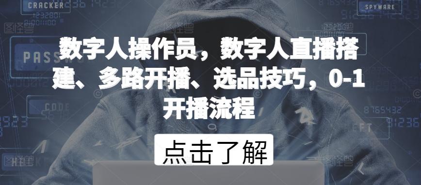 数字人操作员，数字人直播搭建、多路开播、选品技巧，0-1开播流程-网创星球