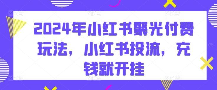 2024年小红书聚光付费玩法，小红书投流，充钱就开挂-网创星球