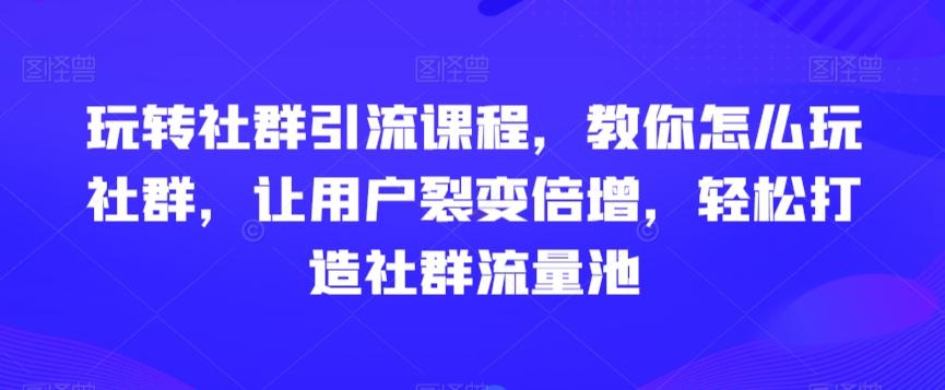 玩转社群引流课程，教你怎么玩社群，让用户裂变倍增，轻松打造社群流量池-网创星球