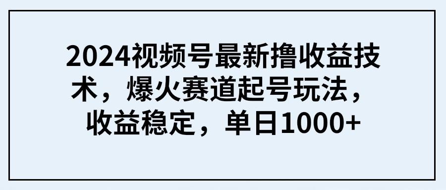(9651期) 2024视频号最新撸收益技术，爆火赛道起号玩法，收益稳定，单日1000+-网创星球