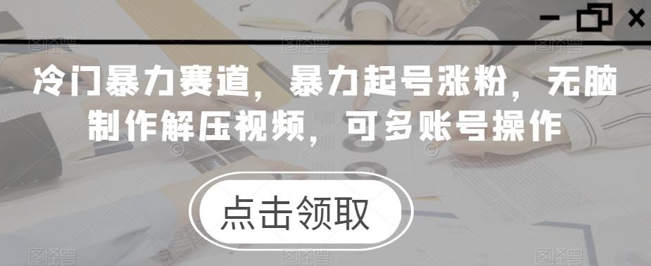 冷门暴力赛道，暴力起号涨粉，无脑制作解压视频，可多账号操作-网创星球