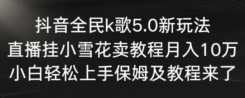 抖音全民k歌5.0新玩法，直播挂小雪花卖教程月入10万，小白轻松上手，保姆及教程来了【揭秘】-网创星球