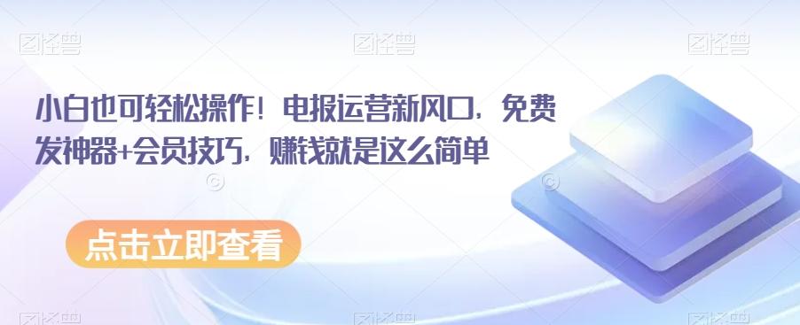小白也可轻松操作！电报运营新风口，免费发神器+会员技巧，赚钱就是这么简单-网创星球