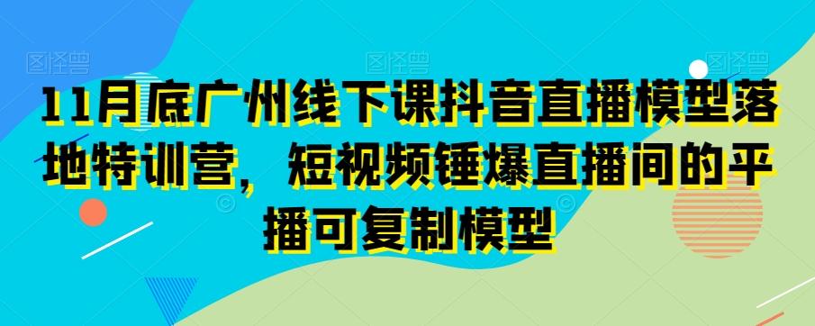 11月底广州线下课抖音直播模型落地特训营，短视频锤爆直播间的平播可复制模型-网创星球