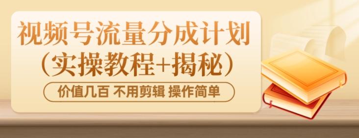 价值几百上千不用剪辑简单操作视频号流量分成计划（实操教程+揭秘）-网创星球