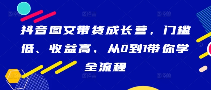抖音图文带货成长营，门槛低、收益高，从0到1带你学全流程-网创星球