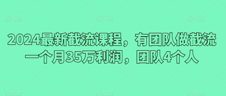 2024最新截流课程，有团队做截流一个月35万利润，团队4个人-网创星球