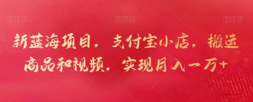 新蓝海项目，支付宝小店，搬运商品和视频，实现月入一万+【揭秘】-网创星球