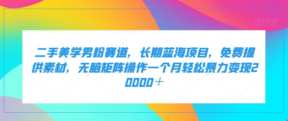 二手美学男粉赛道，长期蓝海项目，无脑矩阵操作一个月轻松暴力变现20000＋-网创星球