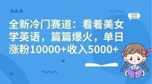 全新冷门赛道：看着美女学英语，篇篇爆火，单日涨粉10000+收入5000+-网创星球