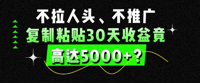 不拉人头、不推广，复制粘贴30天收益竟高达5000+？-网创星球