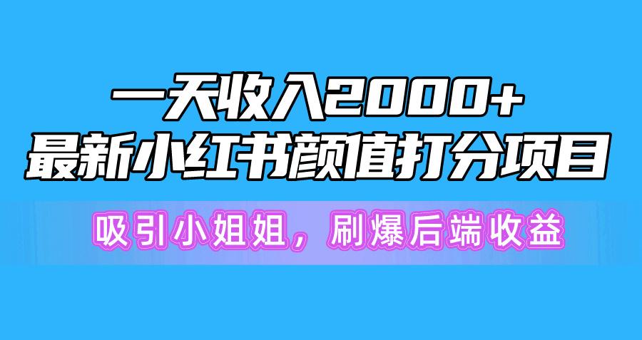 一天收入2000+，最新小红书颜值打分项目，吸引小姐姐，刷爆后端收益-网创星球