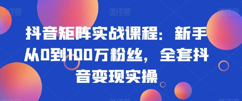 抖音矩阵实战课程：新手从0到100万粉丝，全套抖音变现实操-网创星球