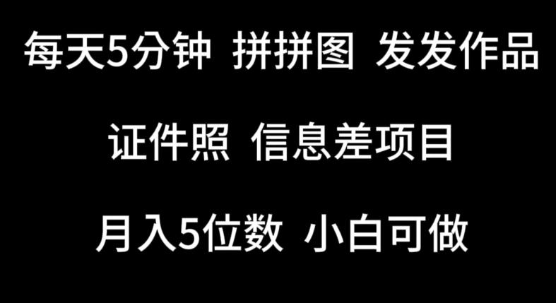 每天5分钟，拼拼图发发作品，证件照信息差项目，小白可做【揭秘】-网创星球