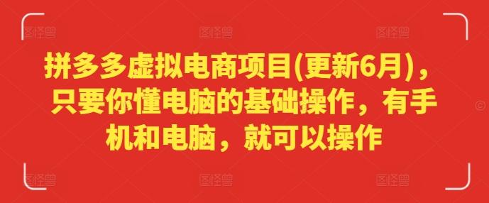 拼多多虚拟电商项目(更新6月)，只要你懂电脑的基础操作，有手机和电脑，就可以操作-网创星球