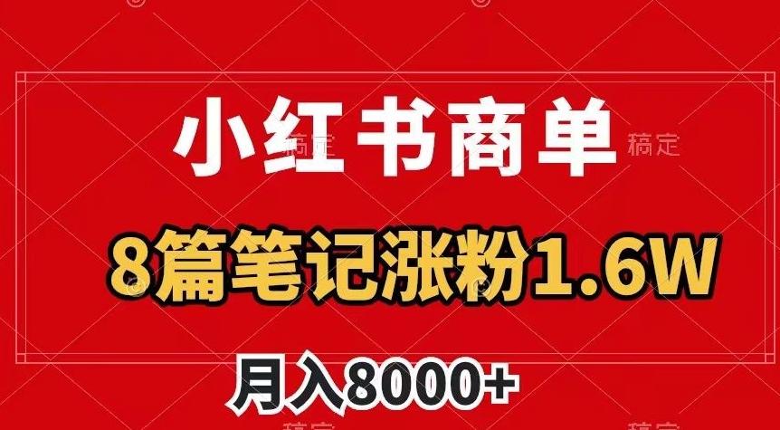 小红书商单最新玩法，8篇笔记涨粉1.6w，作品制作简单，月入8000+【揭秘】-网创星球
