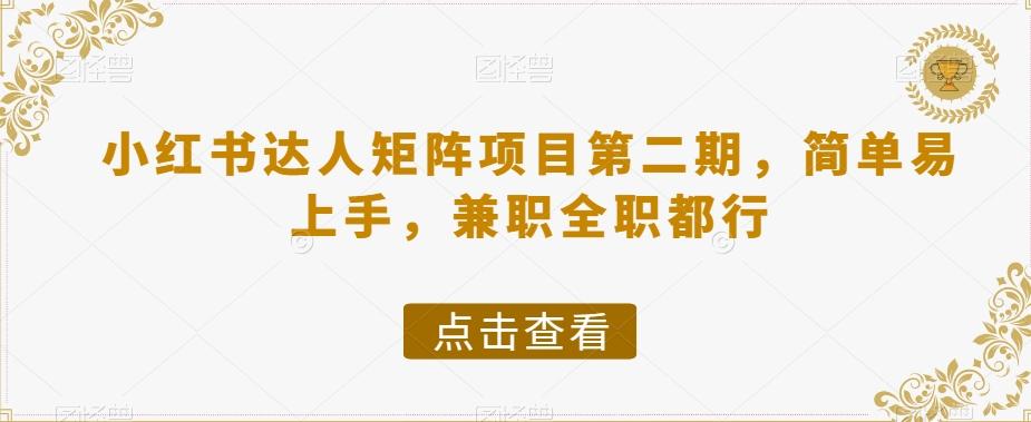 小红书达人矩阵项目第二期，简单易上手，兼职全职都行-网创星球